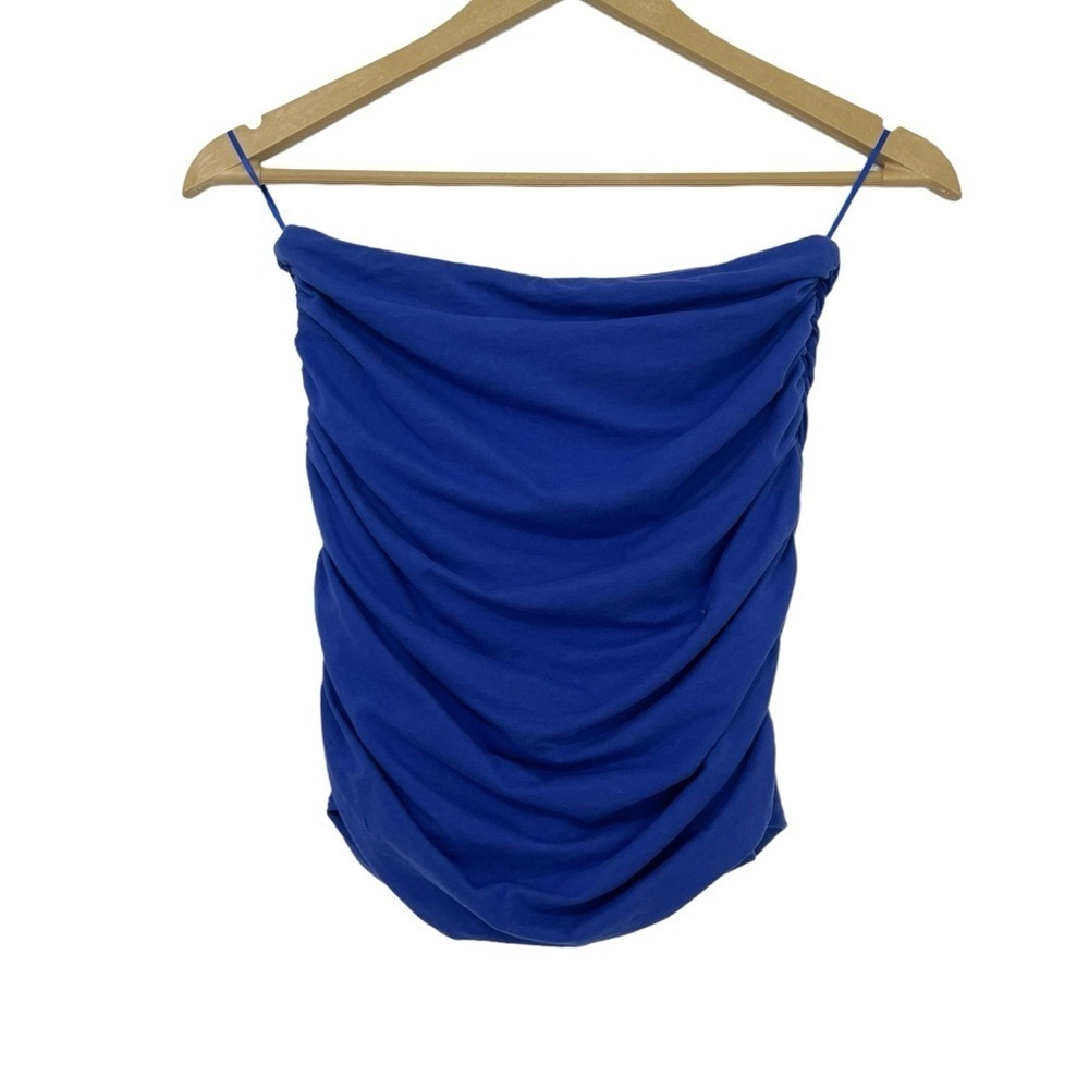Superdown Blue Ruched Side Strapless Tube Top Size Small Party Preppy Colorful